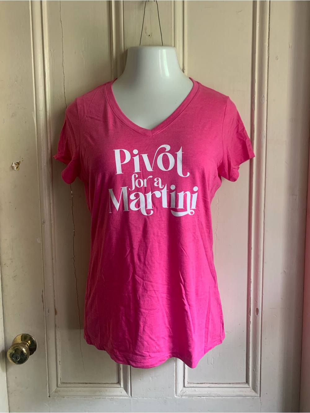 NWOT District Pink 'Pivot for a Martini' V-Neck Tee